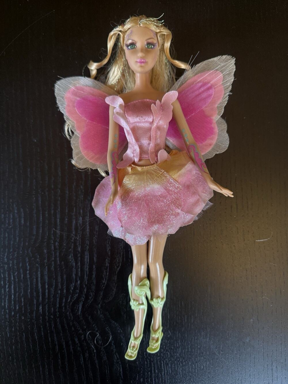 2004 Mattel Barbie Fairytopia Elina Fiber Optic Wings Lashes Tattoos Untested